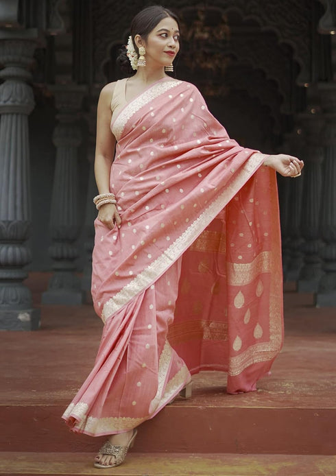 Vsathrlay Peach Banarasi Kanchipuram Ethnic Wear