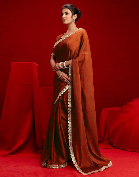 Vasthrlay Womens Unstitched Blouse Red Saree