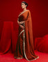 Vasthrlay Womens Blouse Rust Saree With Unstitched Blouse Piece