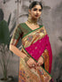 Vasthrlay Women's Paithani Unstitched Blouse Saree