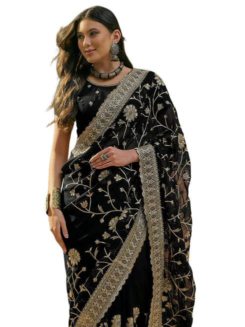 Vasthrlay Georgette Printed Dark Saree