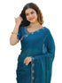 Vasthrlay Scalloped Embroidery Yellow Saree