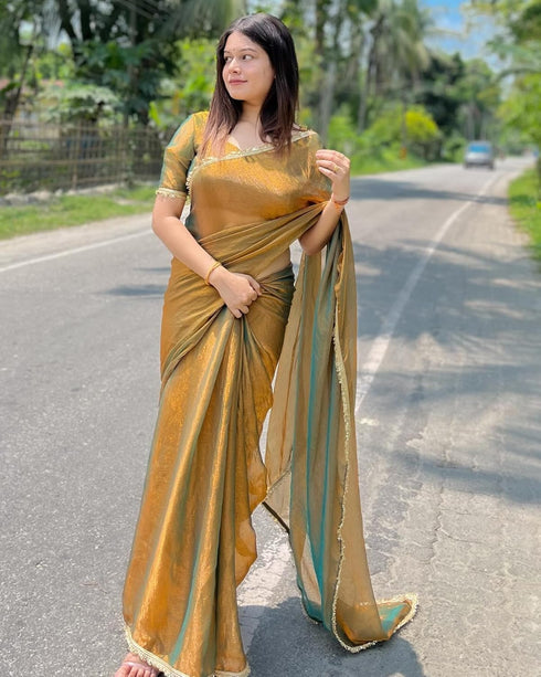 Vasthrlay Boarder Unstitched Chhaavam Mustard Free Ethnic Wear