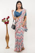 Vasthrlay White Paisley Printed Linen Saree With Unstitched Blouse Piece