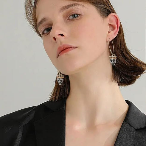 Skull Dangle Earrings Halloween Women