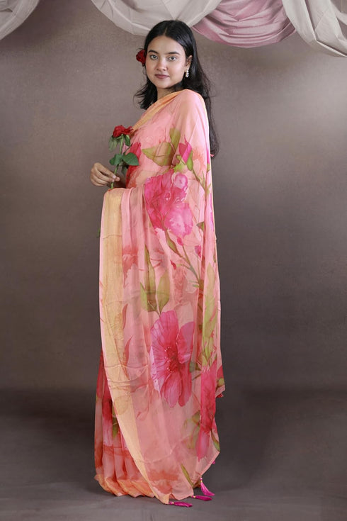 Vasthrlay Fashion Chiffon Geometric Printed Ethnic Wear