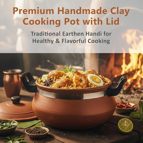 Clay Cooking Handi with Lid Terracotta Earthen Pot