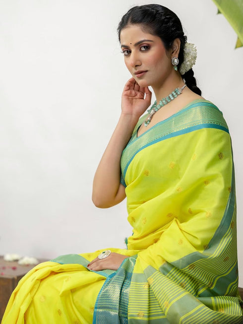 Vasthrlay Weaving Khaki Saree