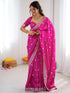 Vasthrlay Sequins Embroidery Olive Saree