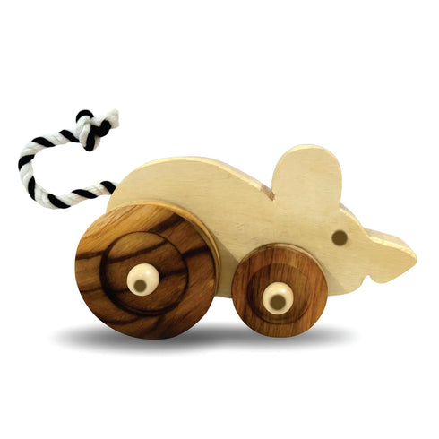 Wooden Mouse Pull-Along Toy for Toddlers | Natural Solid Wood Toy