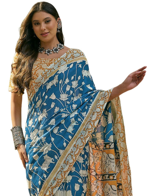 Vasthrlay Printed Yellow Saree