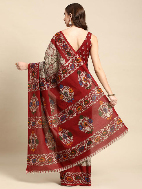 Vasthrlay Cotton Printed Mulmul Black Saree