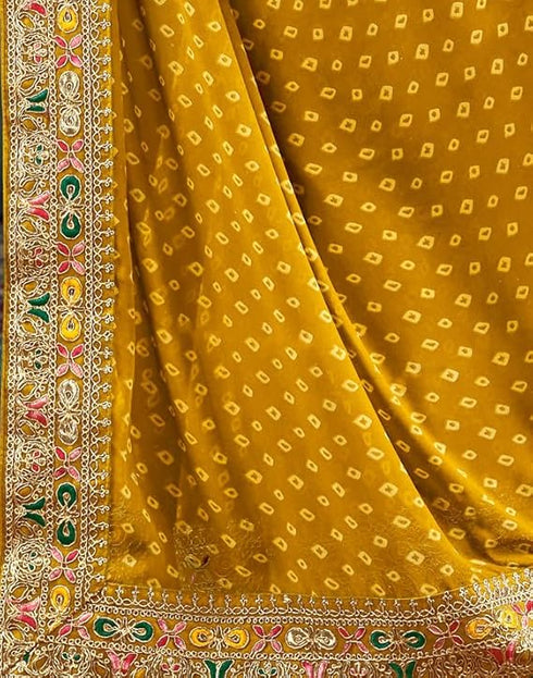 Vasthrlay Georgette Embroidery Unstitched Green Saree
