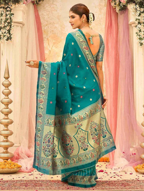 Vasthrlay Paithani Weaving Green Saree