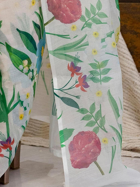 Vasthrlay Printed Off White1 White Saree
