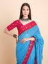 Vasthrlay Cotton Printed Mulmul Blue Saree