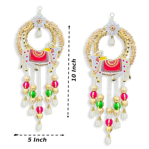 Divyakosh Fabric and Beads Cow Side Hanging (1 Pair)