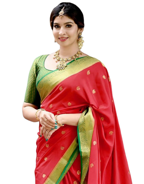 Vasthrlay Womens Kanjivaram Unstitched Yellow Saree