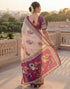 Vasthrlay Banglori Printed Unstitched Peach Saree