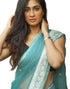 Vasthrlay Womens Jacquard Light Blue Saree With Unstitched Blouse Piece