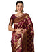 Vasthrlay Womens Jacquard Maroon | Gold Saree With Unstitched Blouse Piece