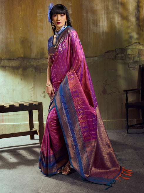 Vasthrlay Striped Tassels Unstitched Designer Ethnic Wear