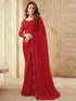 Vasthrlay Womens Georgette Unstitched Red Saree