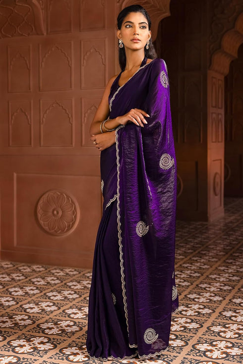 Vasthrlay Purple Organza Saree