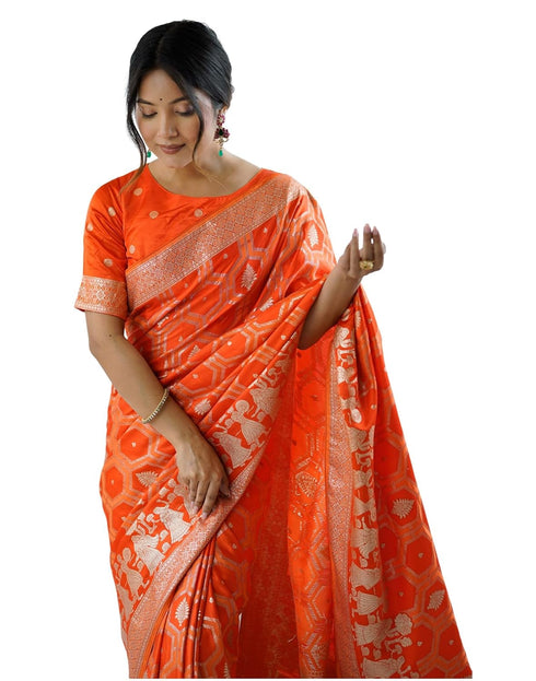 Vasthrlay Banarasi Weaving Unstitched Blue Saree