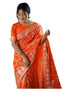 Vasthrlay Banarasi Weaving Orange Saree With Unstitched Blouse Piece
