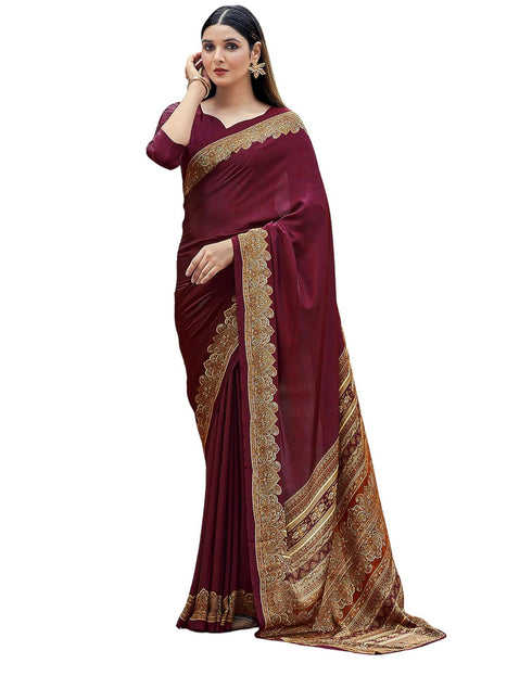 Vasthrlay Abstract Printed Unstitched Multicolor Saree