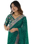 Vasthrlay Georgette Bandhani Green Saree With Unstitched Blouse Piece