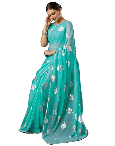 Vasthrlay Georgette Printed Unstitched Orange Saree