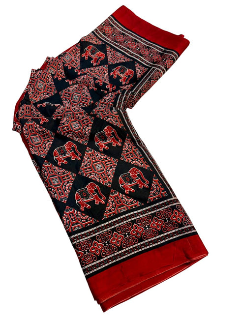 Vasthrlay Ajrakh Saree Crepe
