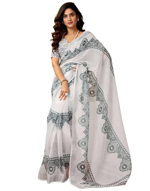 Vasthrlay Womens Cotton Printed Yellow Saree