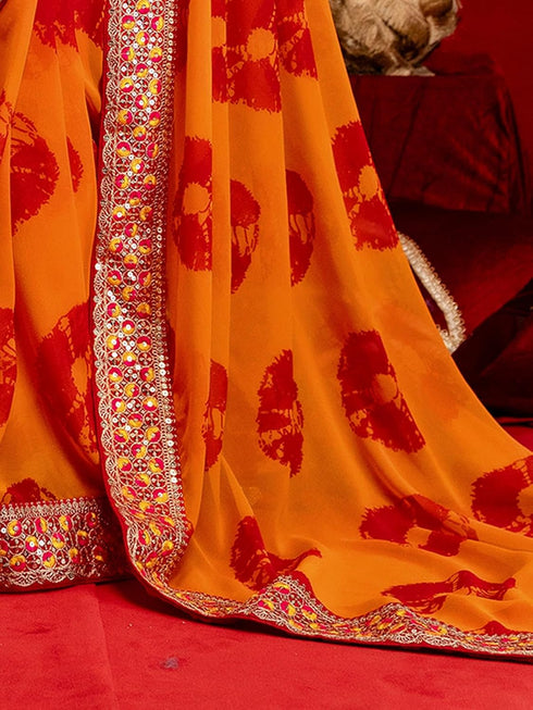 Vasthrlay Georgette Embroidery Pink Saree