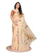 Vasthrlay Multicolour2 Leaf Print Organza Saree With Mustard Piping And Ruched Sleeveless Unstitched Blouse Piece