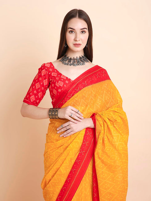 Vasthrlay Cotton Printed Mulmul Blue Saree