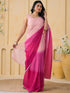 Vasthrlay Womens Printed Unstitched Peach Saree