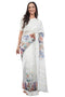 Vasthrlay White2 Floral Print Chanderi Silk Blend Saree With Unstitched Blouse Piece