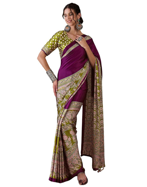 Vasthrlay Printed Tassels Unstitched Maroon Saree