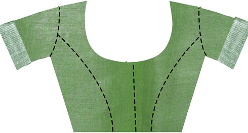 Vasthrlay Attractive Handloom Bhagalpuri Metallic Silver Green