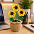 Handmade Crochet Sunflower Flower Pot