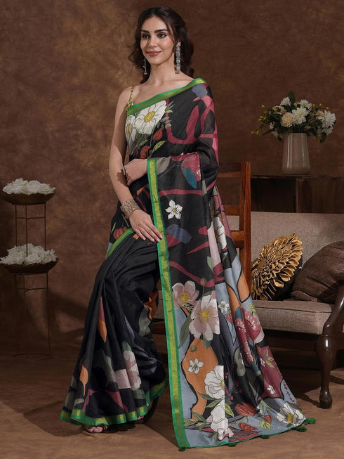 Vasthrlay Weaving Printed Unstitched Dusty Pink Saree