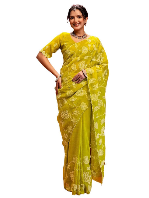 Vasthrlay Georgette Scalloped Dark Saree