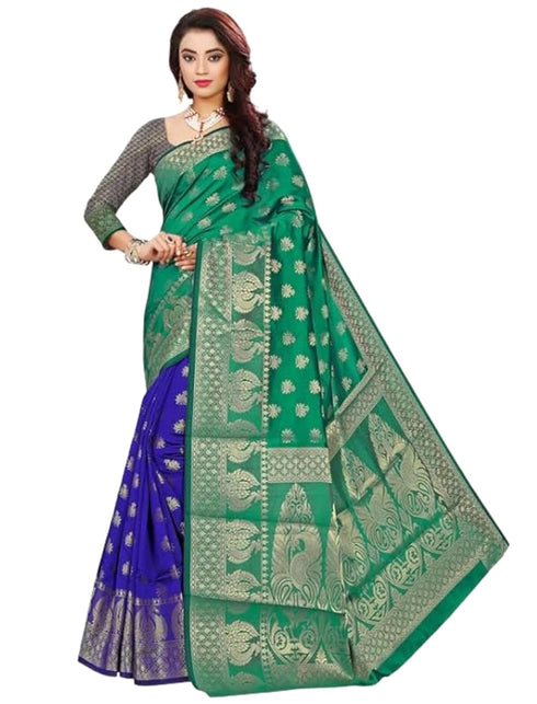 Vasthrlay Kanjeevaram Green Blue Ethnic Wear