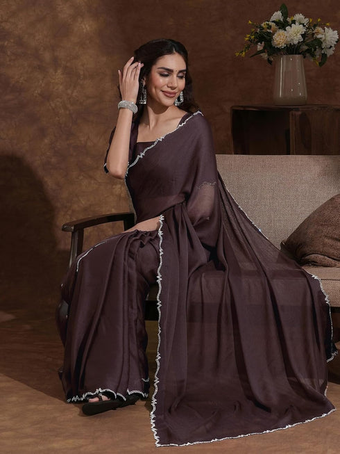 Vasthrlay Georgette Weaving Dusty Saree