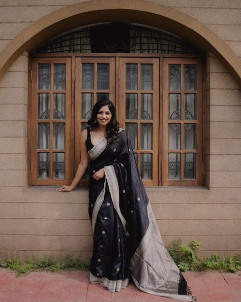 Vasthrlay Black Kanjivaram Saree
