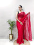 Vasthrlay Red Unstitched Saree