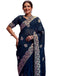 Vasthrlay Embroidery Scalloped Unstitched Maroon Saree